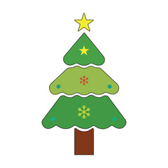 Christmas tree vector art illustration on white background.