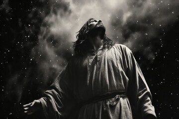 Jesus christ on star sky night photo spirituality.
