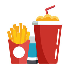 french fries and soda clipart cartoon Illustration drawing