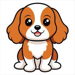 Cute Cavalier King Charles Spaniel Dog Sitting Illustration Design