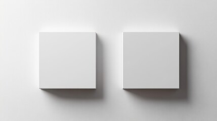 Fototapeta premium Two Blank Square Canvases on White Wall Mockup