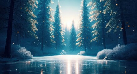 Obraz premium Enchanting Winter Forest Lake
