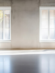Fototapeta premium Bright and airy interior of a modern space with large windows and natural light