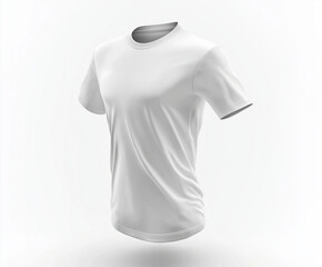 White sports t-shirt with soft fabric texture on a white background