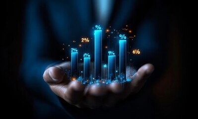 Graph of Percentages Showing Business Growth and Discount Offers in Finance and Investment Market Trends