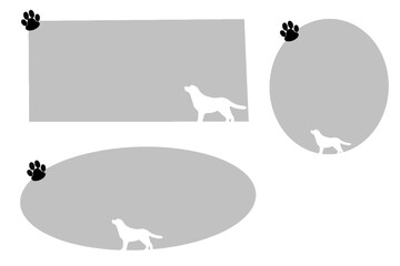 Set of graphic design resources themed around Labrador Retrievers, including stickers, silhouettes, and hand-drawn frames