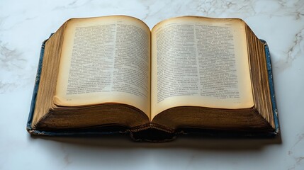 Obraz premium Antique Book Open on Marble Surface