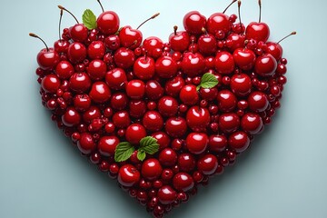 A heart made of cherries and leaves