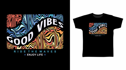 Good Vibes Typography with Line Art Hand Drawn vector Tshirt Design