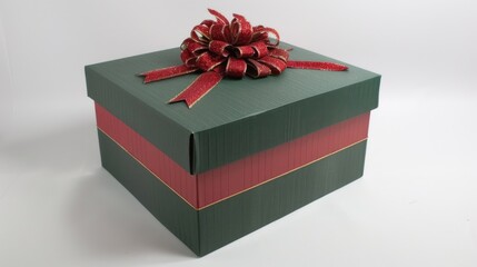 On a white background, there is a gift box with a ribbon and flowers. No words or letters can be seen on the packaging.