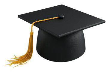 Graduation cap icon with tassel symbolizing achievement and education isolated on transparent background