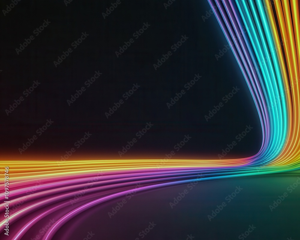 Aufkleber fiber optic cables inspire abstract designs. a vibrant display of colorful neon lights curving again