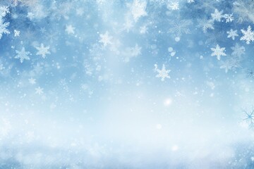 Naklejka premium Clear white snowflakes on a blue background winter atmosphere outdoors.