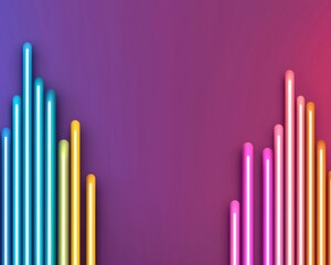 Obraz premium Fiber optic cables inspire abstract designs. Colorful vertical bars create a dynamic soundwave effect against a vibrant gradient background.