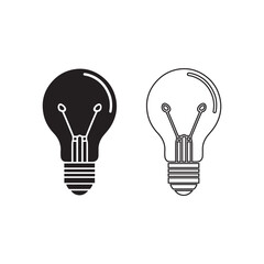 Bulb icon set silhouette fill and line art vector design