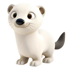 Naklejka premium a clay Cute Ermine (Stoat), isolated on a transparent background
