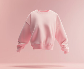 Casual pink sweatshirt mockup on pink background