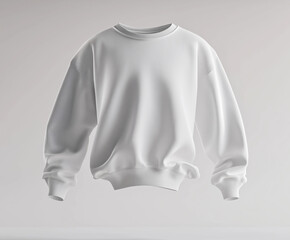 Casual white sweatshirt mockup on white background