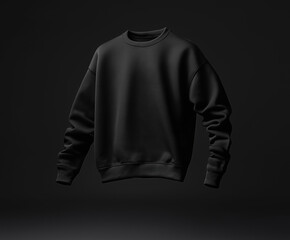 Black sweatshirt mockup on black background