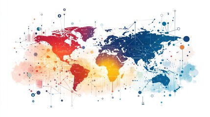Fototapeta premium Global Network Visualization: A Connected World