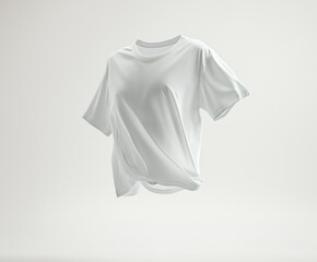 White t-shirt mockup with fabric texture on white background