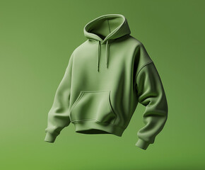 Green Matcha Hoodie Mockup on Green Background