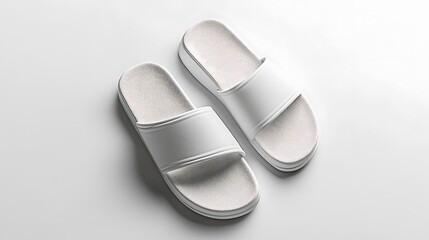 Stylish white slippers home product photography minimalist close-up fashion
