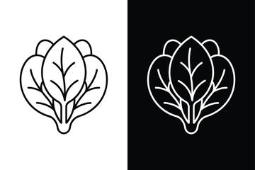 Obraz premium Spinach Flat Line Icon. Clean and Modern Salad Leaf Design