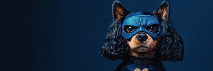 Fototapeta premium A dog dressed as a superhero, showcasing a playful and imaginative theme.