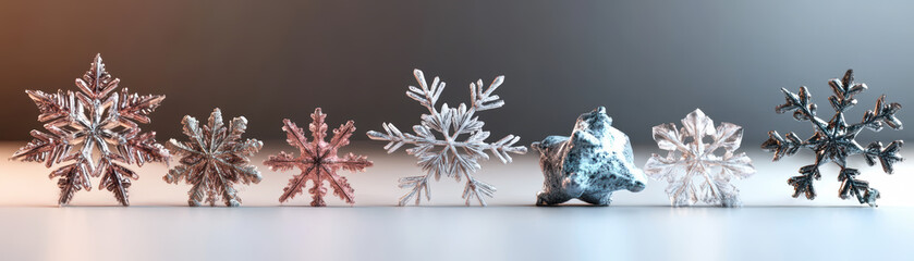 Fototapeta premium Intricate snowflakes display winter wonderland nature photography calm environment close-up view seasonal beauty