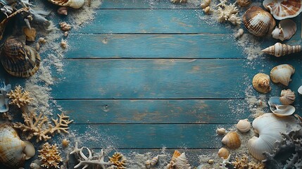 Seashells and coral arrangements beach decorative imagery natural close-up coastal aesthetics