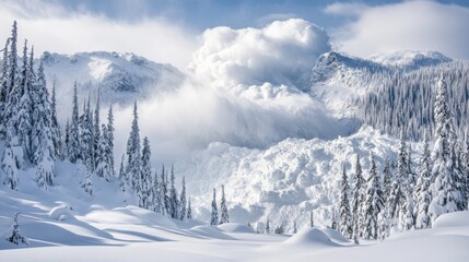 Obraz premium Spectacular winter avalanche cascading down