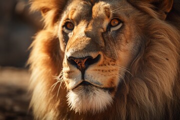 Fototapeta premium Realistic Lion Illustration Enhanced by Tilt-Shift Lens Technique