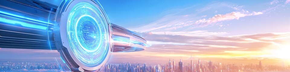 Obraz premium AI-Powered Future World: Image of a future city using artificial intelligence to control various systems, showing the impact of artificial intelligence on the way of life