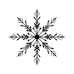 A Christmas Snowflake Black silhouette Vector Illustration Isolated on a transparent Background