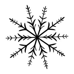 A Christmas Snowflake Black silhouette Vector Illustration Isolated on a transparent Background
