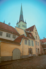 rainy cloudy evening in winter Tallinn.