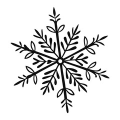 Fototapeta premium A Christmas Snowflake Black silhouette Vector Illustration Isolated on a transparent Background