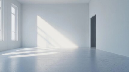 Obraz premium A large, empty room with a window and a door