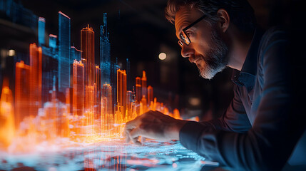 Innovative data visualization techniques urban environment digital art technology close-up future concepts for enhanced understanding