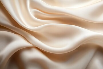Obraz premium Elegant Smooth Soft Beige Cream Satin Silk Fabric Drapery Background for Luxury Beauty Fashion Skincare Treatment