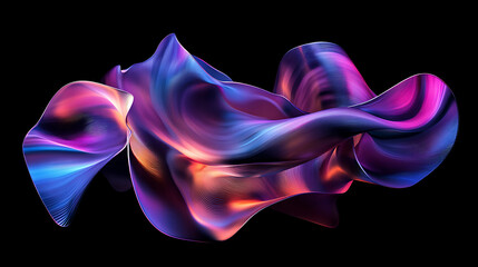 Obraz premium Abstract colorful fabric flowing gracefully against a dark background creates a mesmerizing visual effect