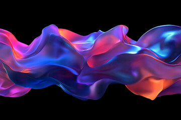 Obraz premium Colorful abstract waves flow smoothly with vibrant hues of blue, pink, and orange against a dark background
