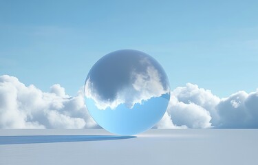 Blue Sphere Cloud Display Podium Pastel Sky Nature Beauty Abstract Product Presentation