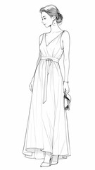 Fototapeta premium Vintage-Inspired Female Illustration with Detailed Shading Pencil Sketch