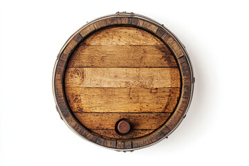 Fototapeta premium Wooden barrel on white background