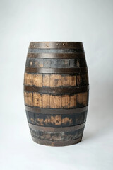 Fototapeta premium Wooden barrel on white background
