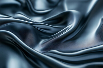Fototapeta premium Elegant dark satin fabric draped gracefully on a surface, showcasing its smooth texture and sheen