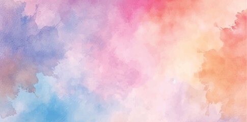 watercolor paint background design with colorful orange pink borders and bright center. colorful rainbow watercolor splash background frame
