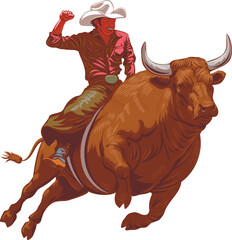 cowboy in a hat on a bucking bull